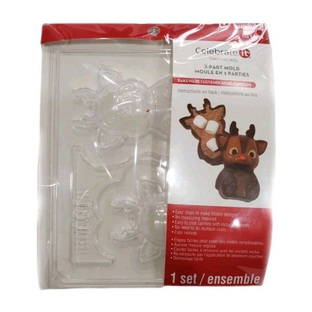New Celebrate It 3-Part Snowman Hot Cocoa Bomb Mold Christmas Chocolate Baking